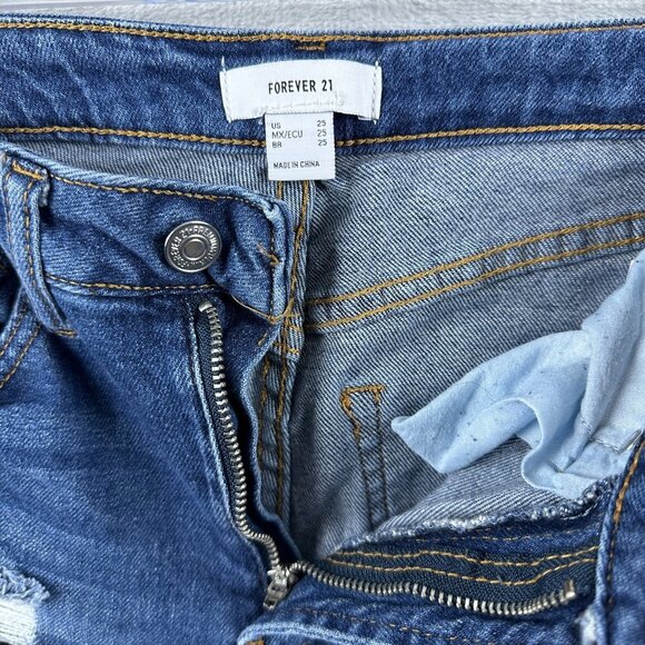 Forever 21 Jeans Skinny Leg Distressed Low Rise Dark Wash  Women Size 25 US - Picture 10 of 12